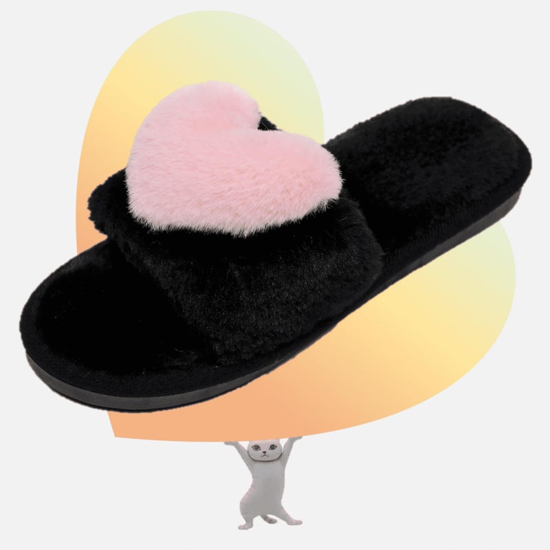 Crazy Lady Women's LOVE Slippers Fuzzy Fluffy Memory Foam House Shoes Open Toe Indoor and Outdoor(01/Pink, 7.5-8.5 M US) - Image 4